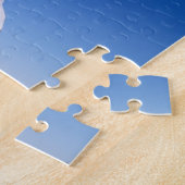 Mann auf einem Snowboard springt von einem Korn Puzzle (Seite)