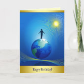 Mann auf Globe Karte (Vorderseite)