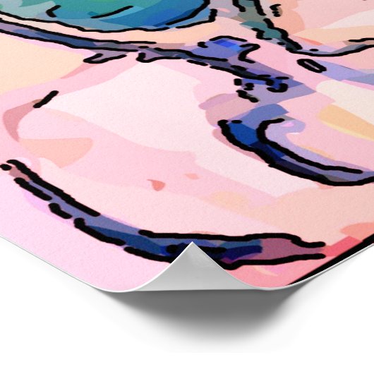 Mann auf Handy Abstrakt, Matisse-Stil Poster (Ecke)