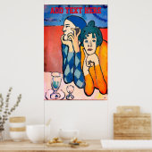 Mann auf Handy Abstrakt, Matisse-Stil Poster (Küche)