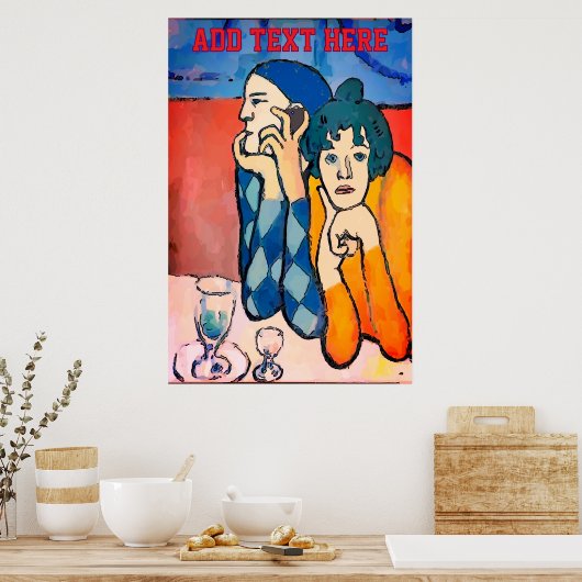 Mann auf Handy Abstrakt, Matisse-Stil Poster (Küche)
