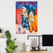 Mann auf Handy Abstrakt, Matisse-Stil Poster (Heimbüro)