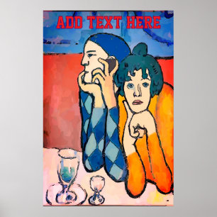 Mann auf Handy Abstrakt, Matisse-Stil Poster
