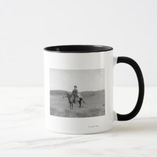 Mann auf Pferd mit getöteter Antilopen-Fotografie Tasse