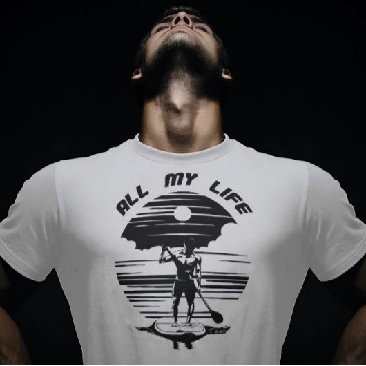 Mann auf plus Paddelbrett - SUP - Mein ganzes Lebe T-Shirt