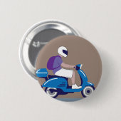 Mann auf Roller Button (Vorne & Hinten)