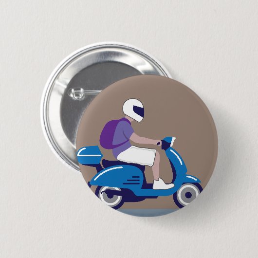 Mann auf Roller Button (Vorne & Hinten)