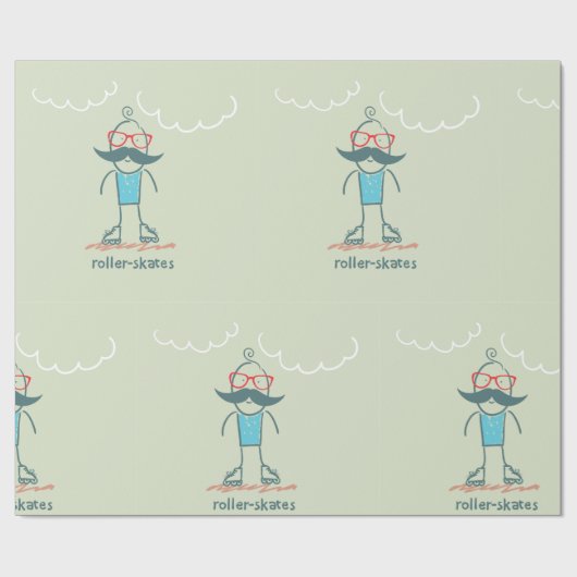 Mann auf Rollerskates Geschenkpapier (Flach)