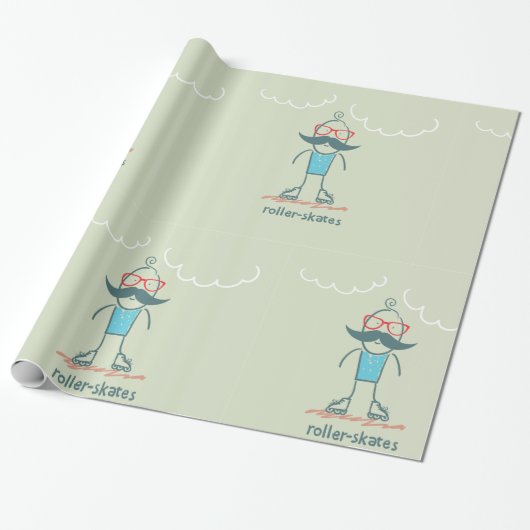 Mann auf Rollerskates Geschenkpapier (Ungerollt)