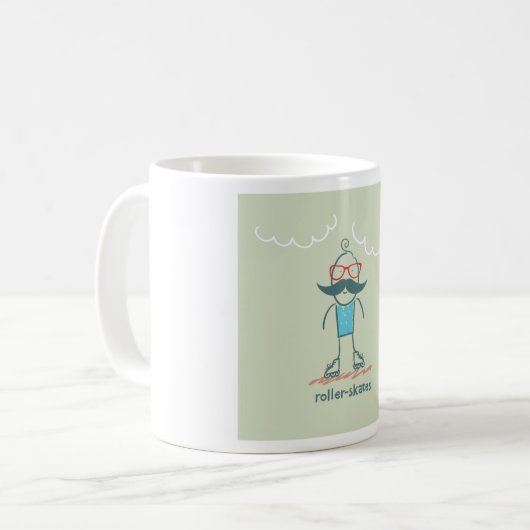Mann auf Rollerskates Kaffeetasse (Vorderseite Links)