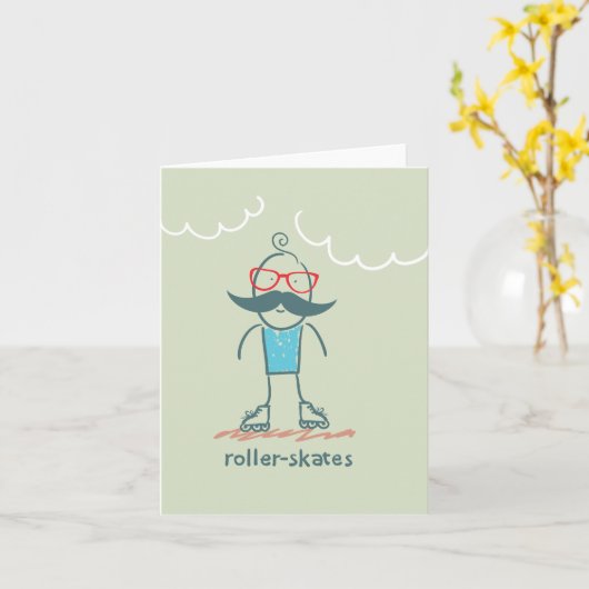 Mann auf Rollerskates Karte (Gelbe Blume)