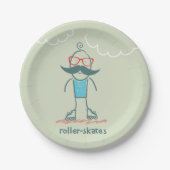 Mann auf Rollerskates Pappteller (Vorderseite)