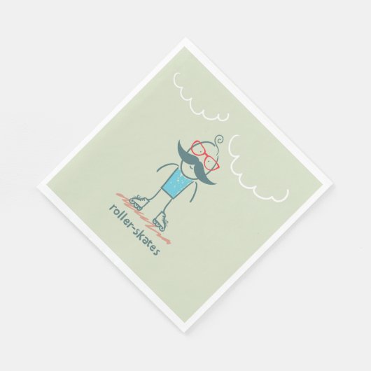 Mann auf Rollerskates Serviette (Ecke)