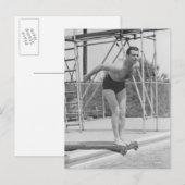 Mann auf Sprungbrett Postkarte (Vorne/Hinten)