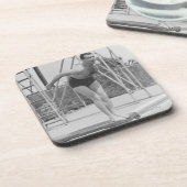 Mann auf Sprungbrett Untersetzer (Linke Seite)