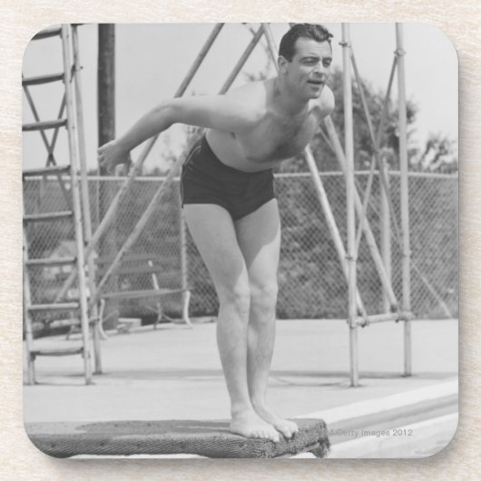 Mann auf Sprungbrett Untersetzer (Vorderseite)