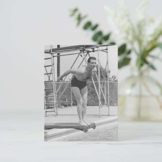 Mann auf Tauchbasis Postkarte (Stehend Vorderseite)