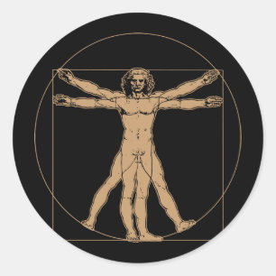 Mann-Aufkleber Da Vincis Vitruvian Runder Aufkleber
