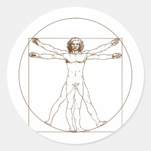 Mann-Aufkleber Da Vincis Vitruvian Runder Aufkleber