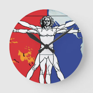 Mann-Auftrag-Flecken-Logo Skylabs 2 Vitruvian Runde Wanduhr