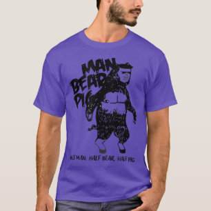 Mann Bär Schwein Lustig Vintage Tier Herren Grafik T-Shirt
