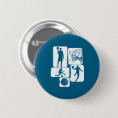 Mann Basketballspieler Trainer Fan Korb Button (Vorne & Hinten)