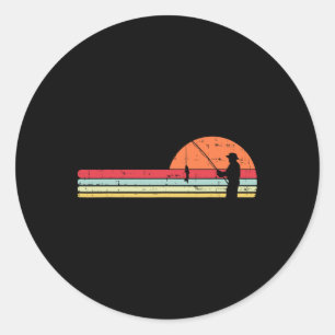 Mann beim Angeln Sonnenuntergang Retro Angeln Fisc Runder Aufkleber