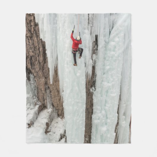 Mann beim Eisklettern, Colorado Fleecedecke (Vorderseite)