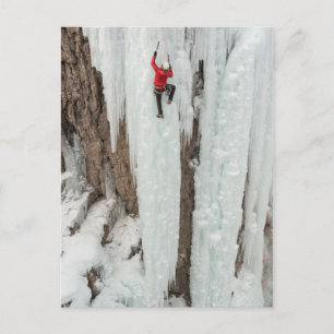 Mann beim Eisklettern, Colorado Postkarte