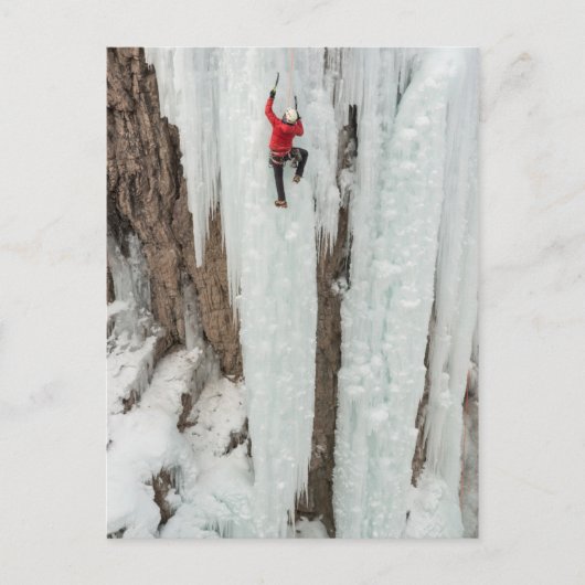 Mann beim Eisklettern, Colorado Postkarte (Vorderseite)