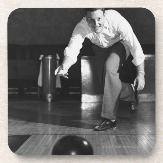 Mann-Bowling Getränkeuntersetzer (Vorderseite)