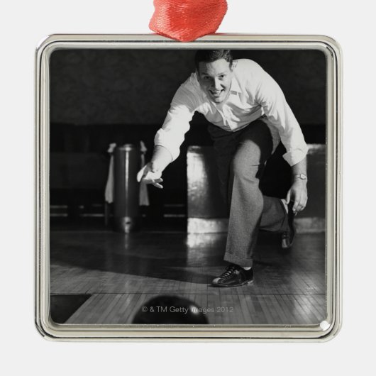 Mann-Bowling Silbernes Ornament (Vorne)