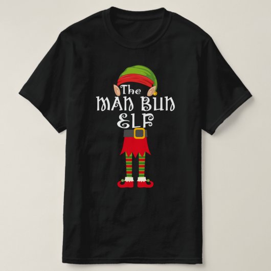 Mann-Bun-Elf-Familie passend Weihnachten T-Shirt (Design vorne)