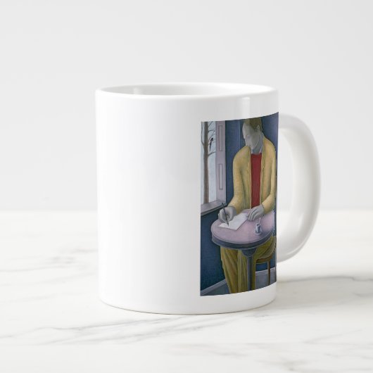 Mann, der 2004 schreibt Jumbo-Tasse (Vorderseite Rechts)