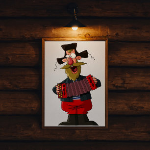 Mann, der Akkordeon spielt Poster