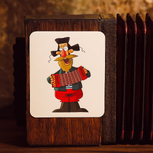 Mann, der Akkordeon spielt Quadratischer Aufkleber