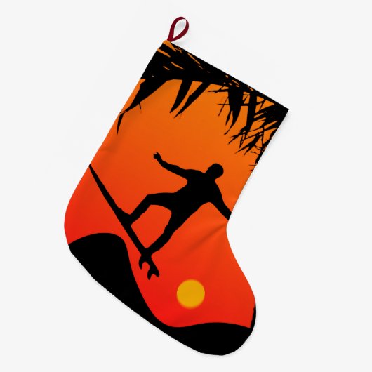 Mann, der an der großer weihnachtsstrumpf (Vorderansicht (hängend))