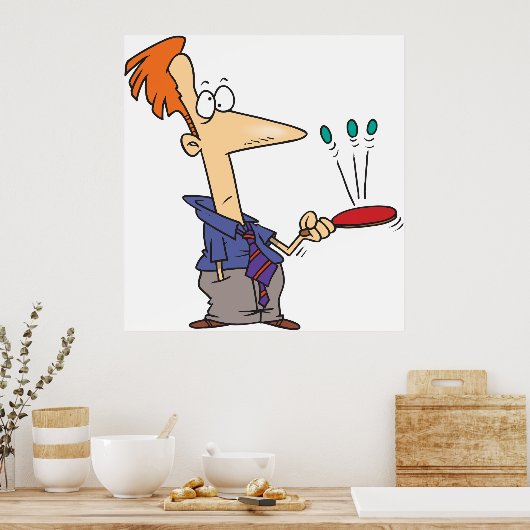 Mann, der auf einem Boot Kugeln knallt Poster (Küche)