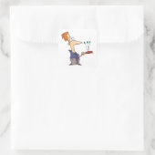 Mann, der auf einem Boot Kugeln knallt Quadratischer Aufkleber (Tasche)