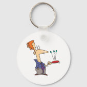 Mann, der auf einem Boot Kugeln knallt Schlüsselanhänger (Vorderseite)