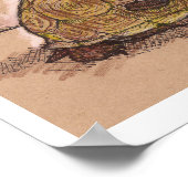 Mann, der auf einer Schildkröte zeichne, Poster (Ecke)