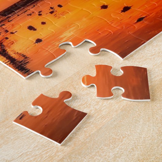Mann, der auf Strand am Sonnenuntergang läuft Puzzle (Seite)