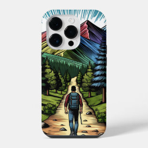 Mann, der auf Wanderwegen wandert iPhone 14 Pro Hülle
