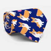 Mann, der Corgis Funny Dark Blue Lieben Krawatte (Gerollt)