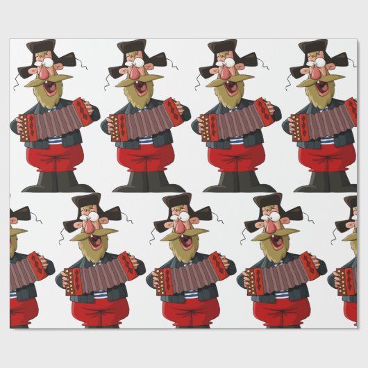 Mann, der das Akkordion spielt Geschenkpapier (Flach)