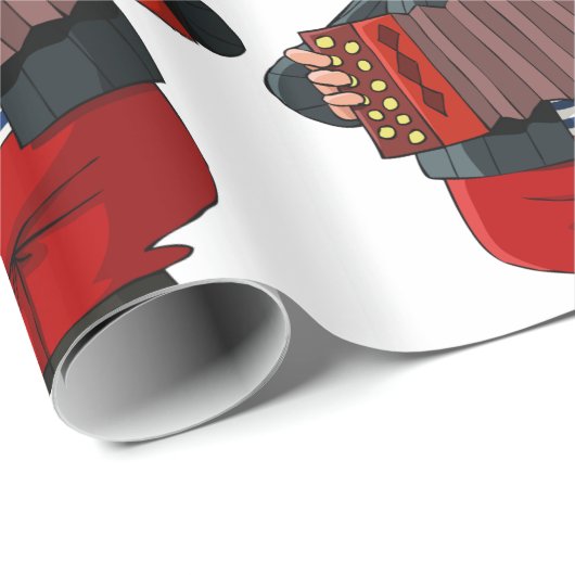 Mann, der das Akkordion spielt Geschenkpapier (Rolleneckpunkt)