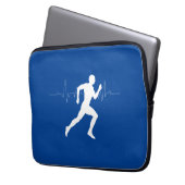 Mann, der die Runners-Silhouette auf blauem Hinter Laptopschutzhülle (Vorderseite Links)