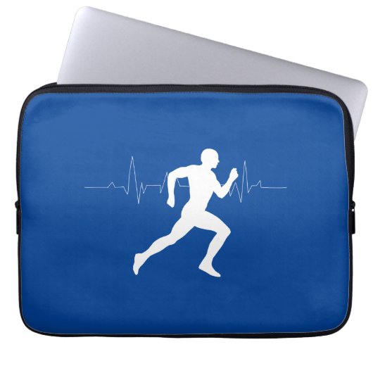 Mann, der die Runners-Silhouette auf blauem Hinter Laptopschutzhülle (Vorderseite)