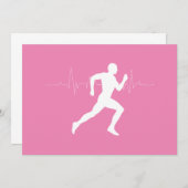 Mann, der die Silhouette der Läufer auf rosa Hinte Einladung (Vorne/Hinten)