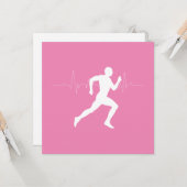 Mann, der die Silhouette der Läufer auf rosa Hinte Karte (Vorderseite/Rückseite Beispiel)